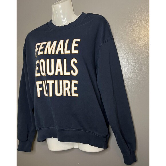 H&M Divided Sweatshirt Womens Small Navy Female Equals Future Graphic Crewneck - Picture 3 of 6